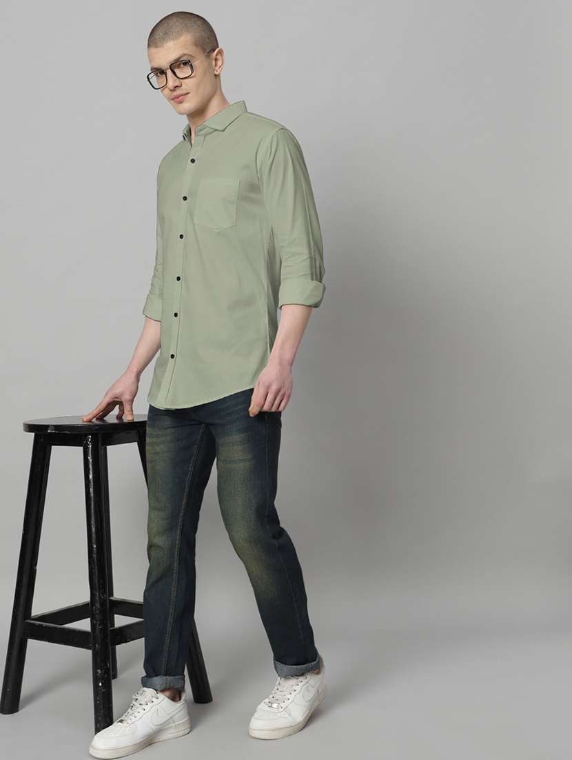 men long sleeved solid casual shirt - 20982686 - Standard Image - 4
