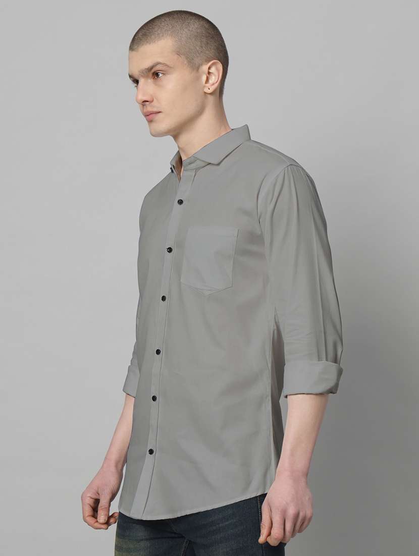 men long sleeved solid casual shirt - 20982689 - Standard Image - 1