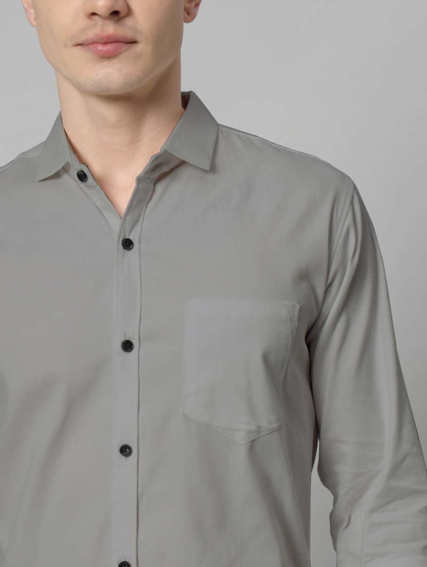 men long sleeved solid casual shirt - 20982689 - Standard Image - 4