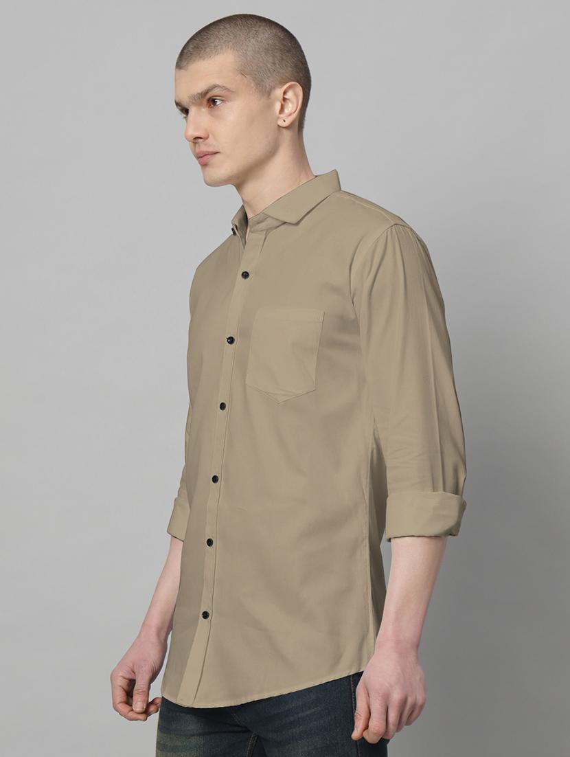 men long sleeved solid casual shirt - 20982691 -  Standard Image - 1