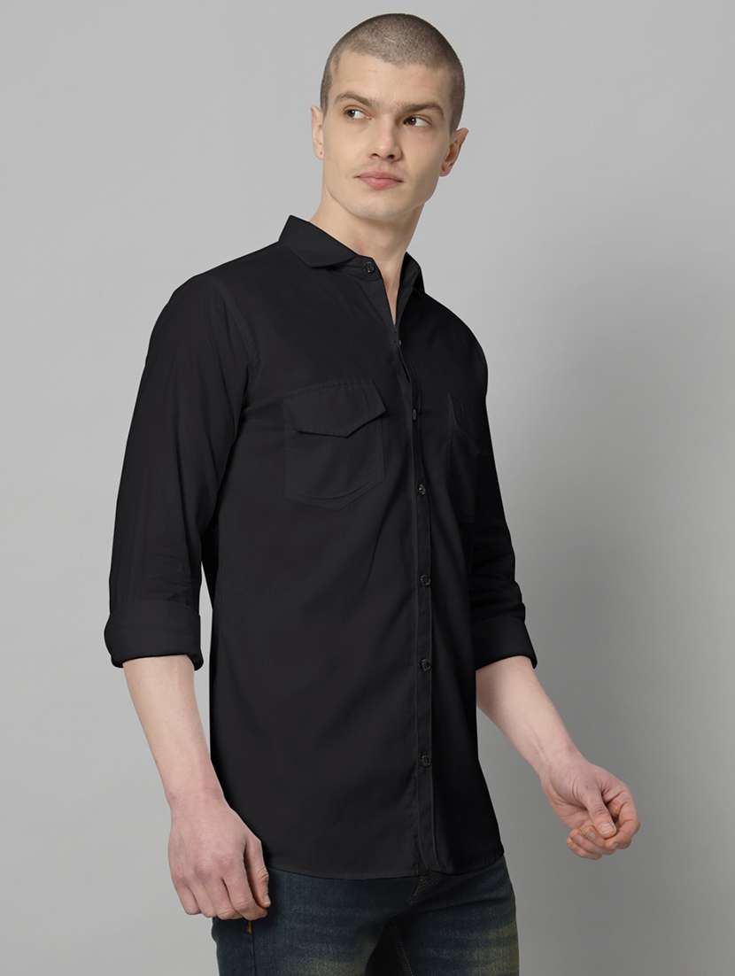 men long sleeved solid casual shirt - 20982693 - Standard Image - 1