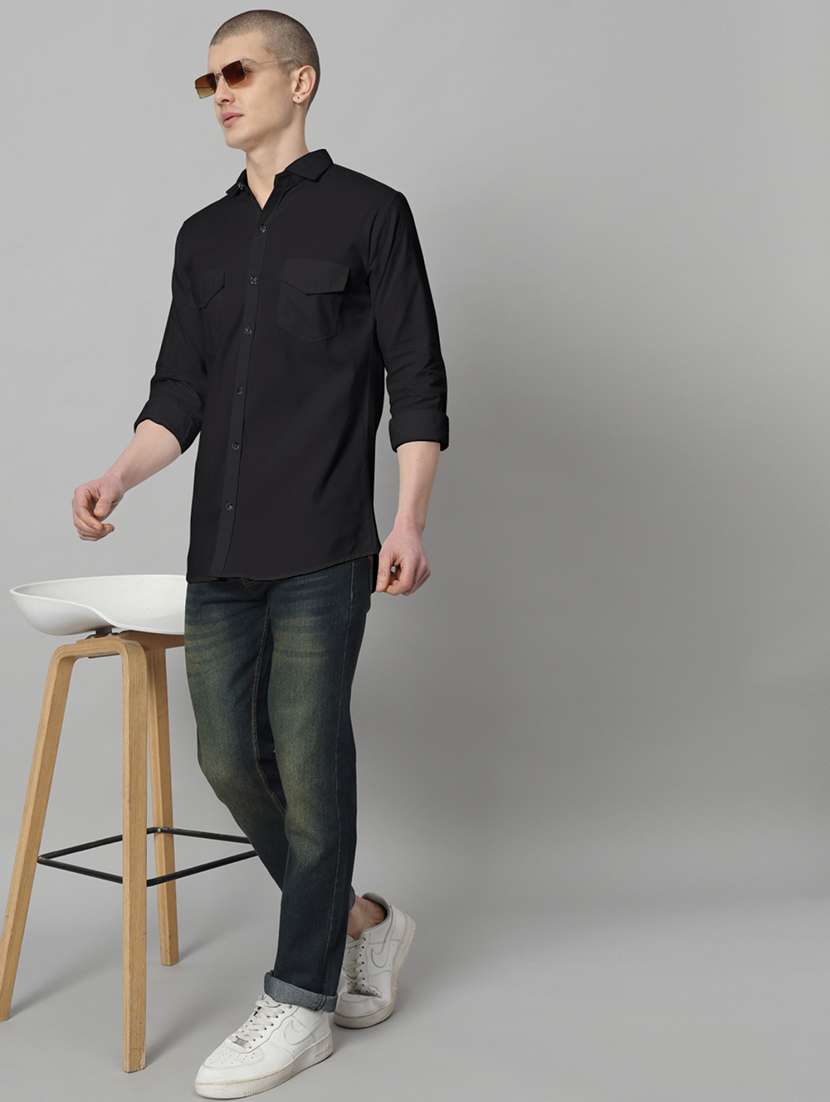 men long sleeved solid casual shirt - 20982693 - Standard Image - 4