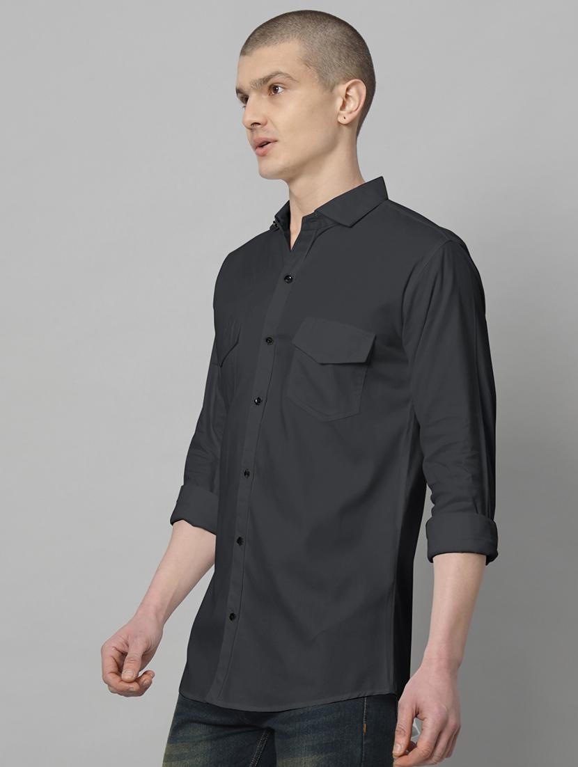 men long sleeved solid casual shirt - 20982695 -  Standard Image - 1