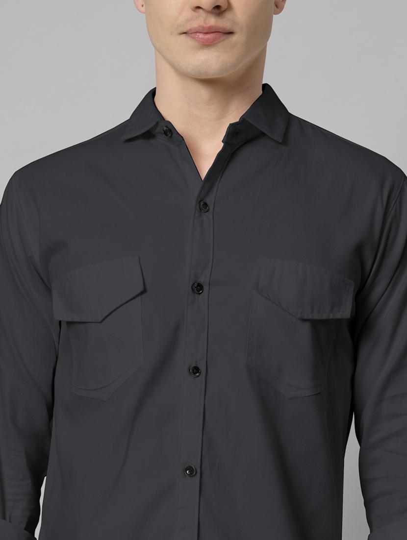 men long sleeved solid casual shirt - 20982695 - Standard Image - 4