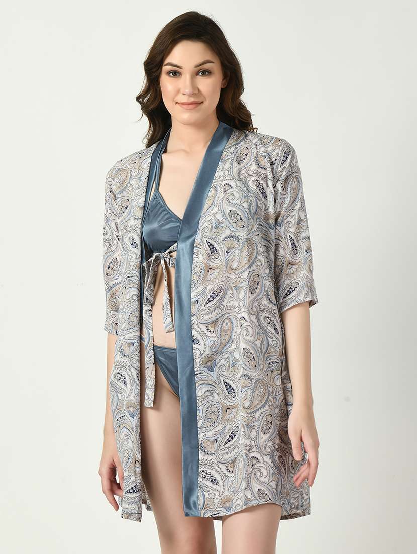 women paisley printed knee length nighty - 20982700 - Standard Image - 1