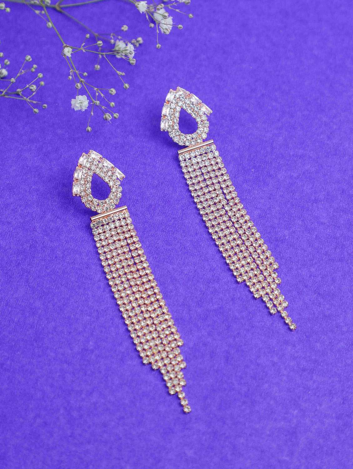 gold plated stone drop earrings