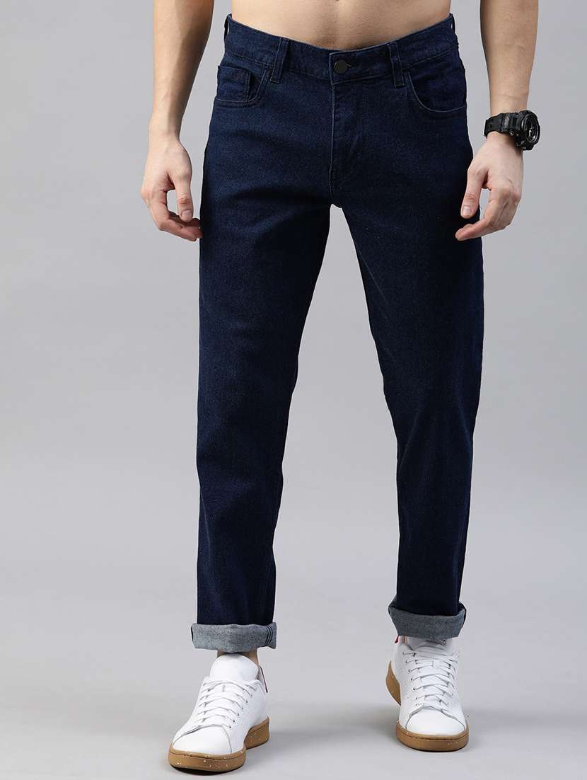 men solid mid rise cotton jeans