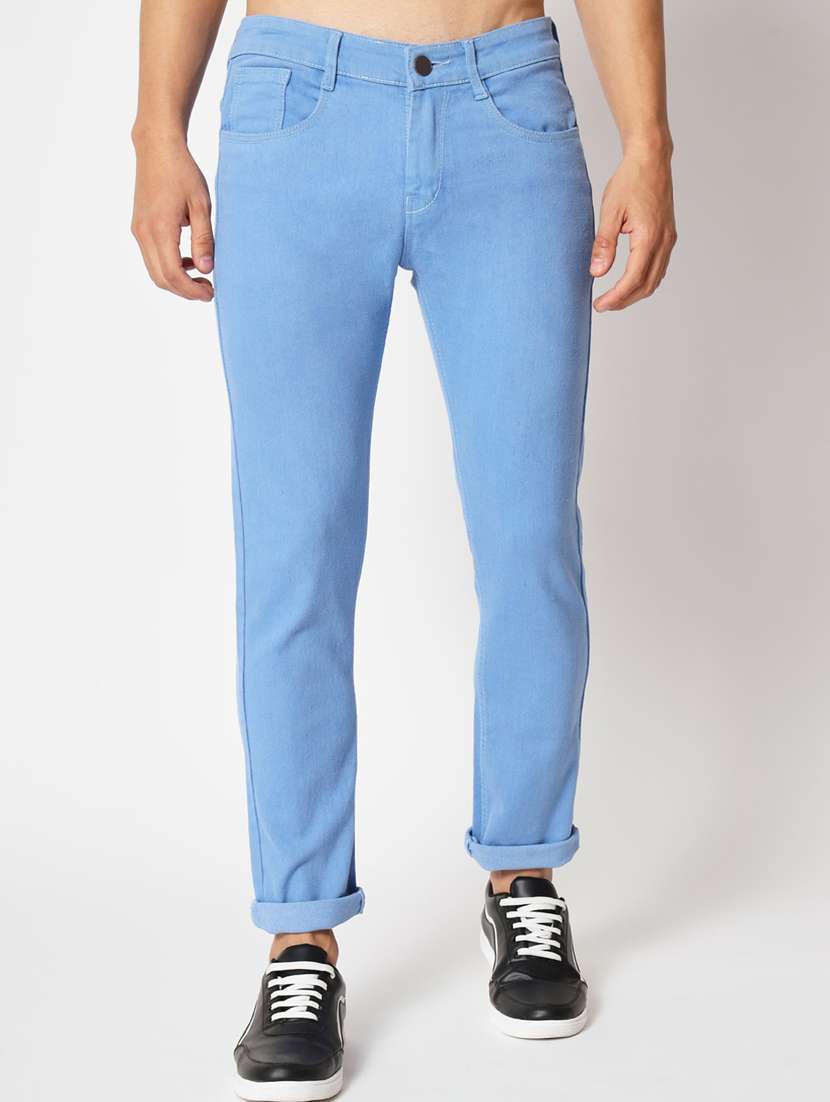 men solid mid rise cotton jeans