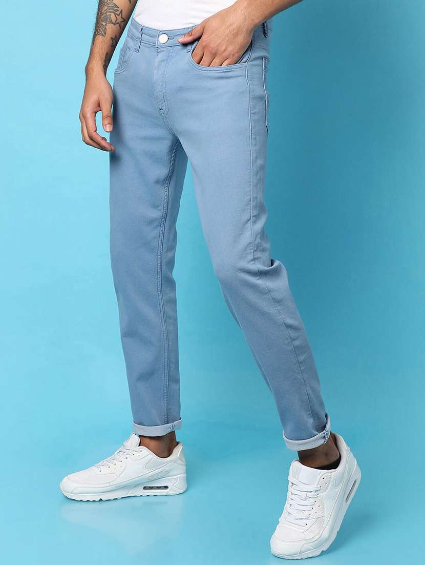 men solid mid rise cotton jeans