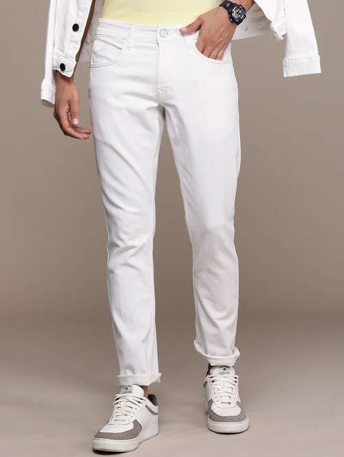 men solid mid rise cotton jeans - 20983245 - Standard Image - 0