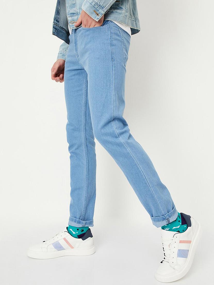 men solid mid rise cotton jeans - 20983247 - Standard Image - 1