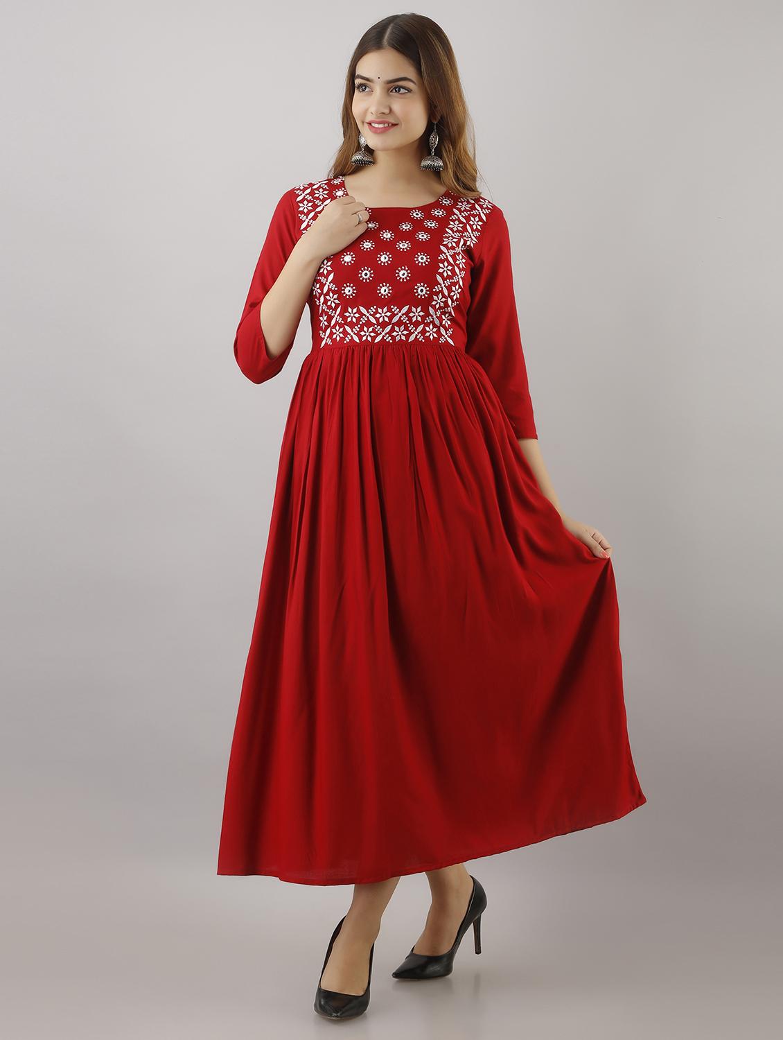 embroidered flared ethnic dress - 20983370 - Standard Image - 1