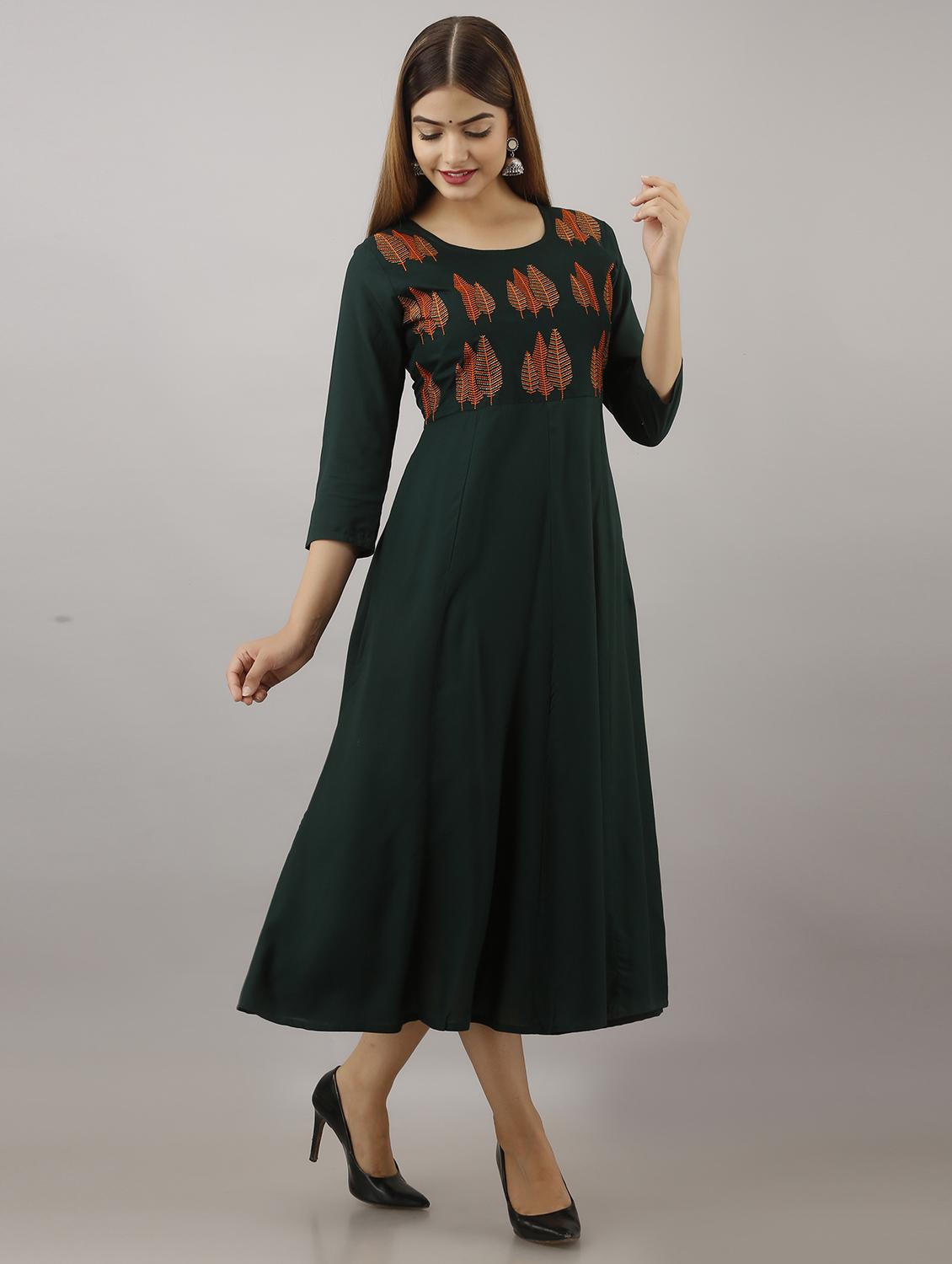 embroidered a-line ethnic dress - 20983375 - Standard Image - 1