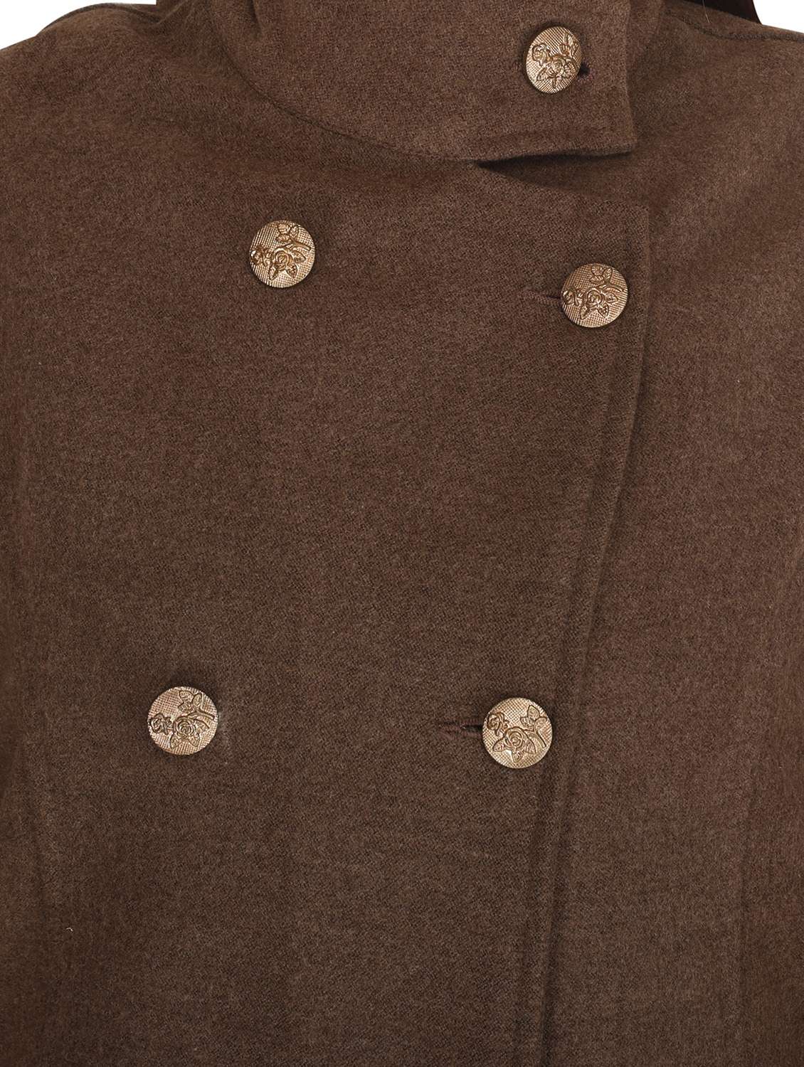 solid brown detailed regular woollen coat - 20983676 - Standard Image - 4