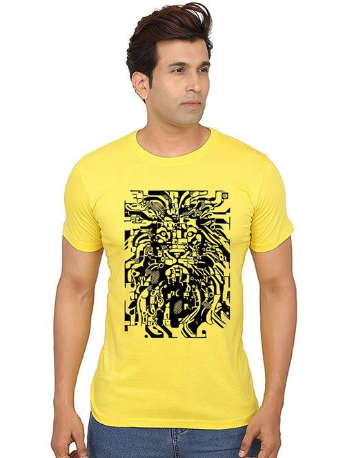 men front print round neck t-shirts - 20986827 - Standard Image - 0
