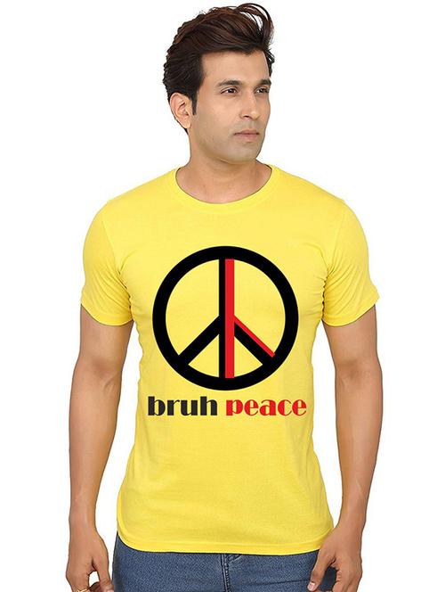 men round neck front print cotton t-shirt - 20987760 -  Standard Image - 0