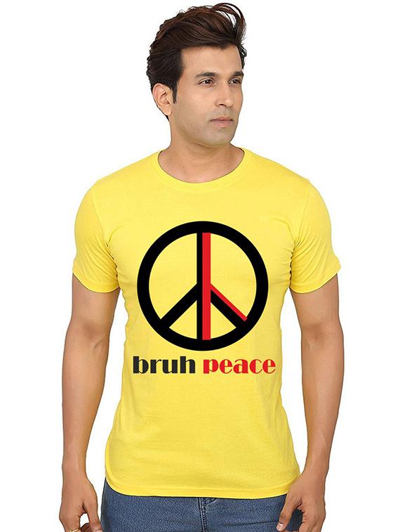 men round neck front print cotton t-shirt - 20987760 -  Zoom Image - 0