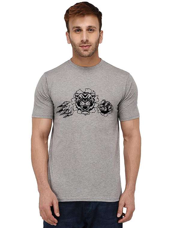 men chest print round neck t-shirt - 20989081 -  Zoom Image - 0