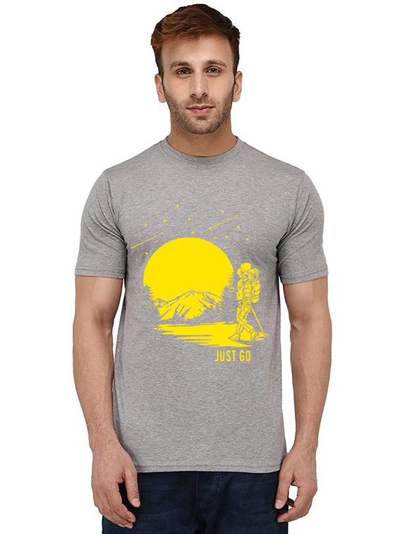 grey cotton front print tshirt - 20989124 -  Zoom Image - 0