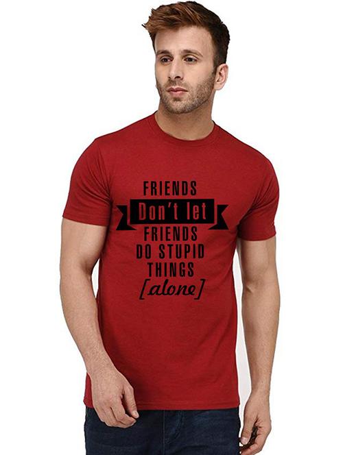 men round neck front print t-shirt - 20992257 - Standard Image - 0