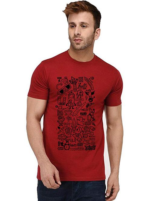 men round neck front print t-shirt - 20992301 -  Standard Image - 0