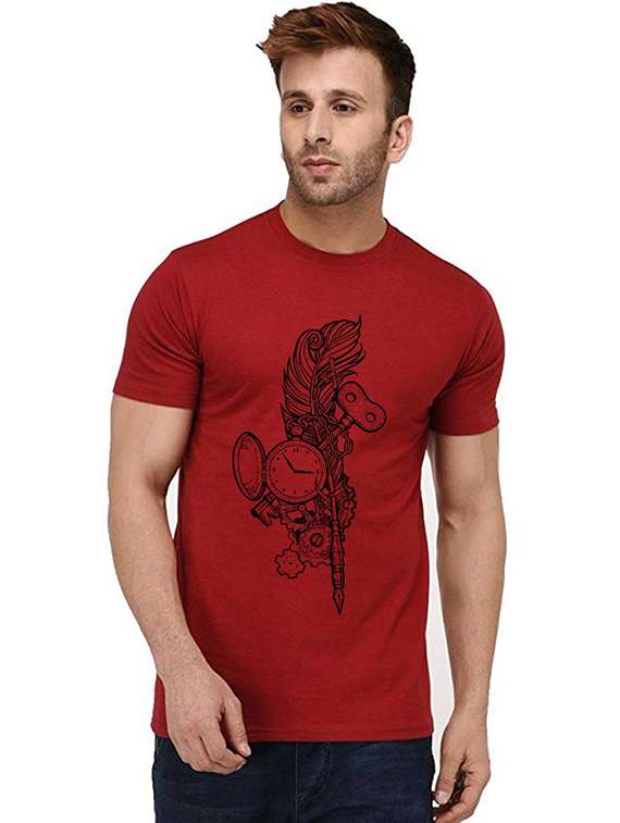 men's round neck front print t-shirt - 20995692 -  Zoom Image - 0