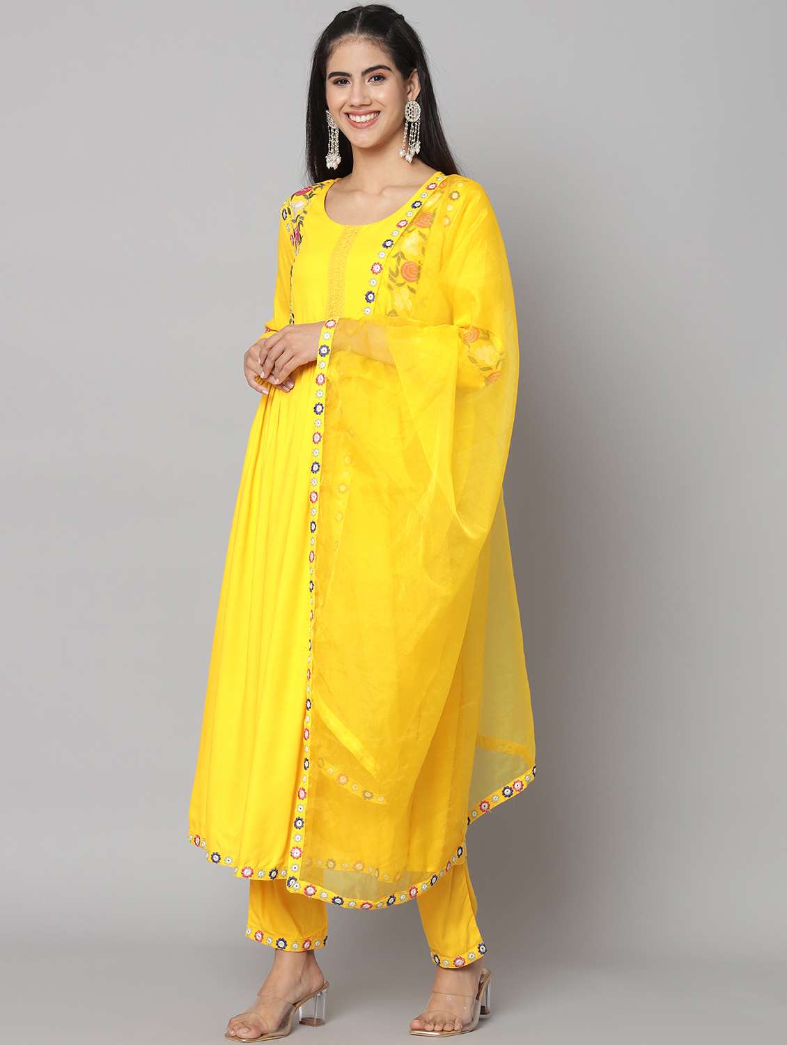 women yellow kurta pant set with dupatta - 20996162 - Standard Image - 1