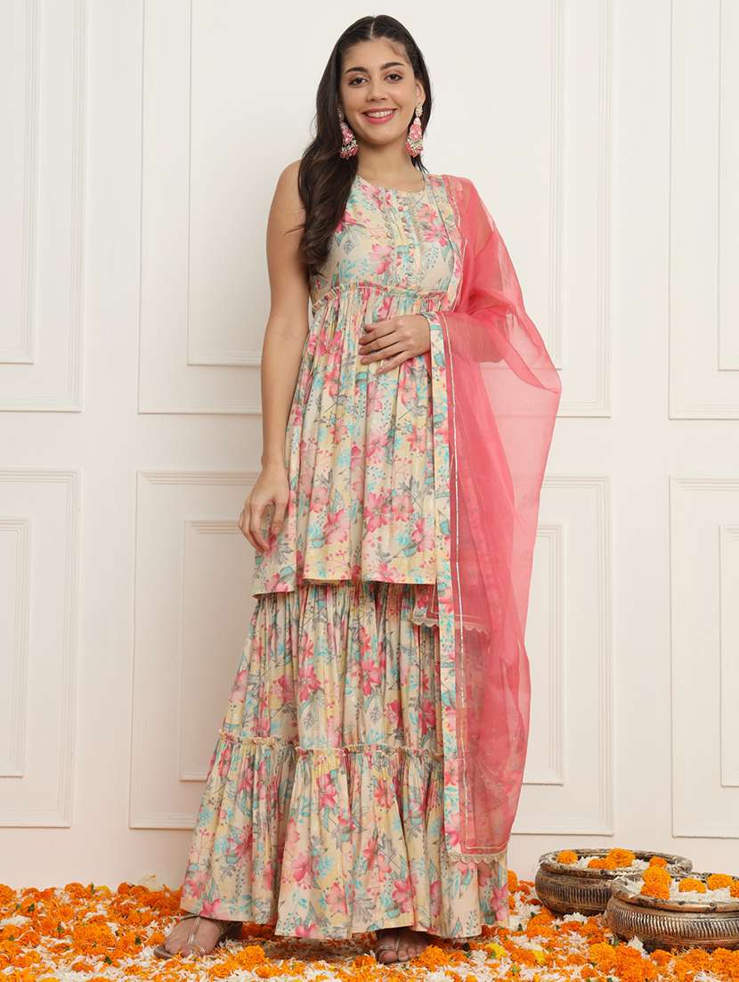 women kurta sharara set with dupatta