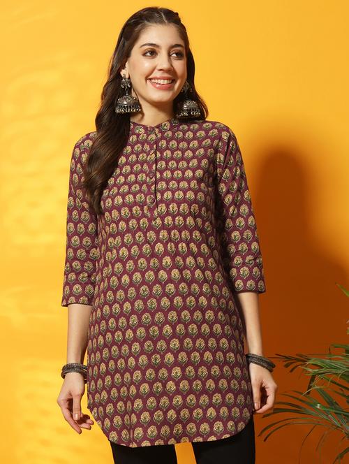 women maroon printed regular tunic - 20996202 -  Standard Image - 0