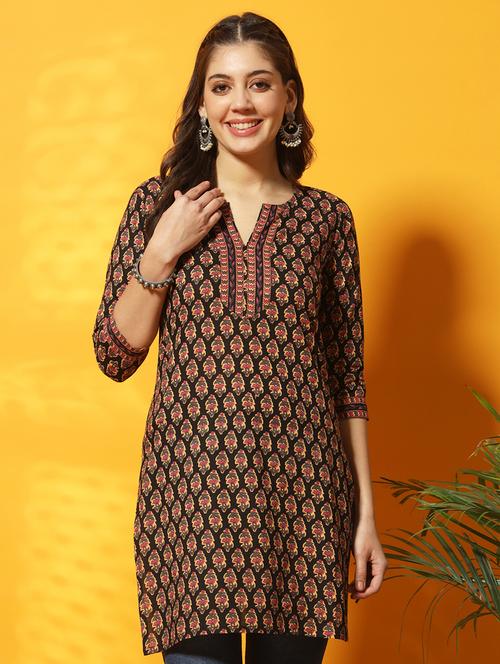 women black printed regular tunic - 20996205 - Standard Image - 0