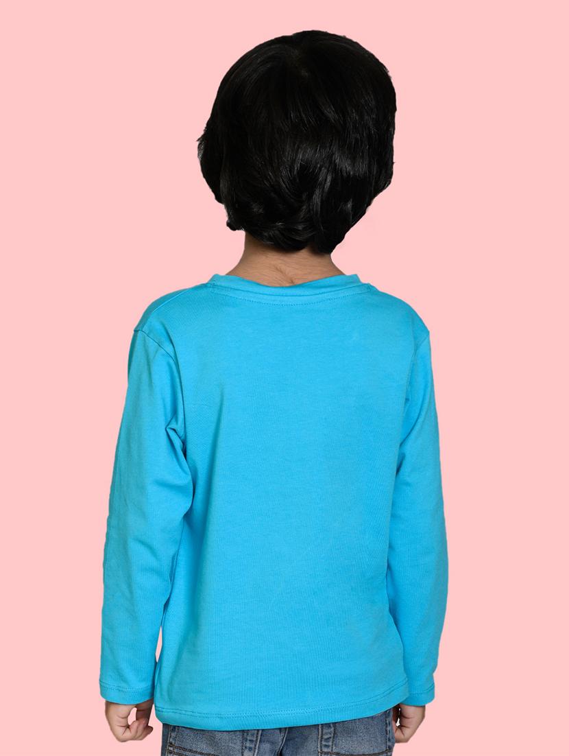 light blue front printed casual t-shirt - 20996942 - Standard Image - 1