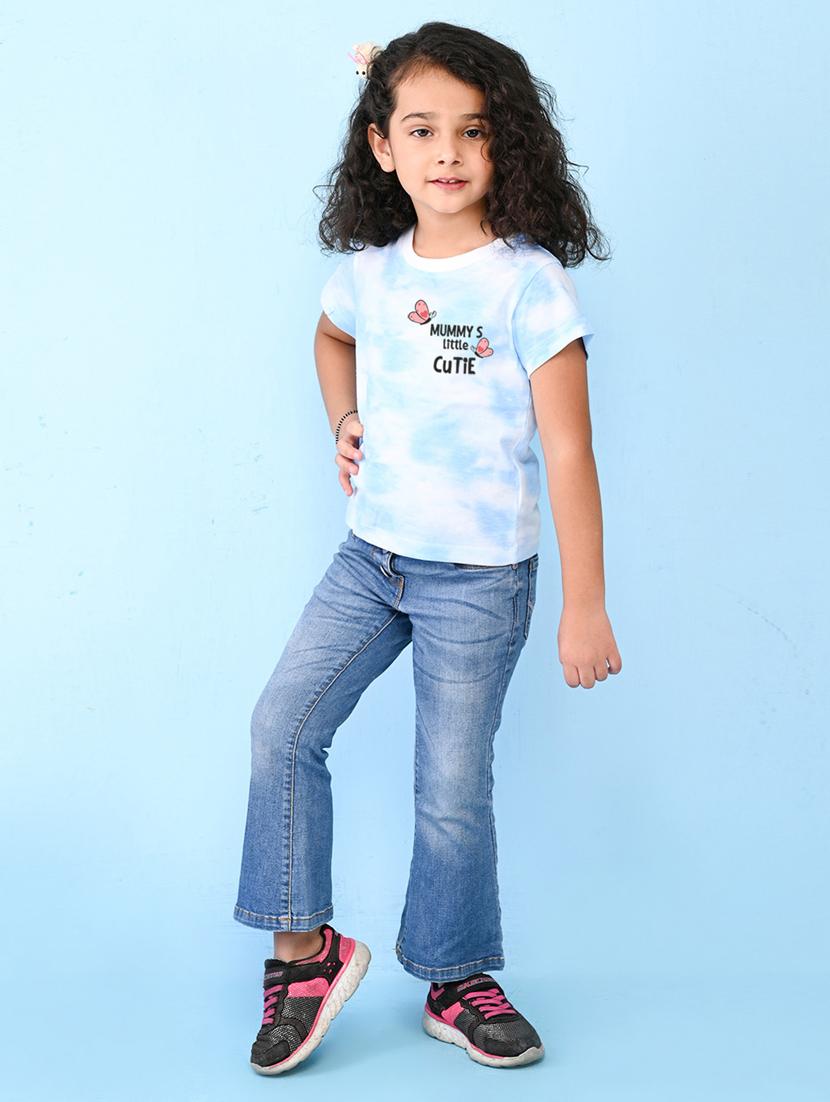 light blue tie & dye printed casual top - 20997542 - Standard Image - 1