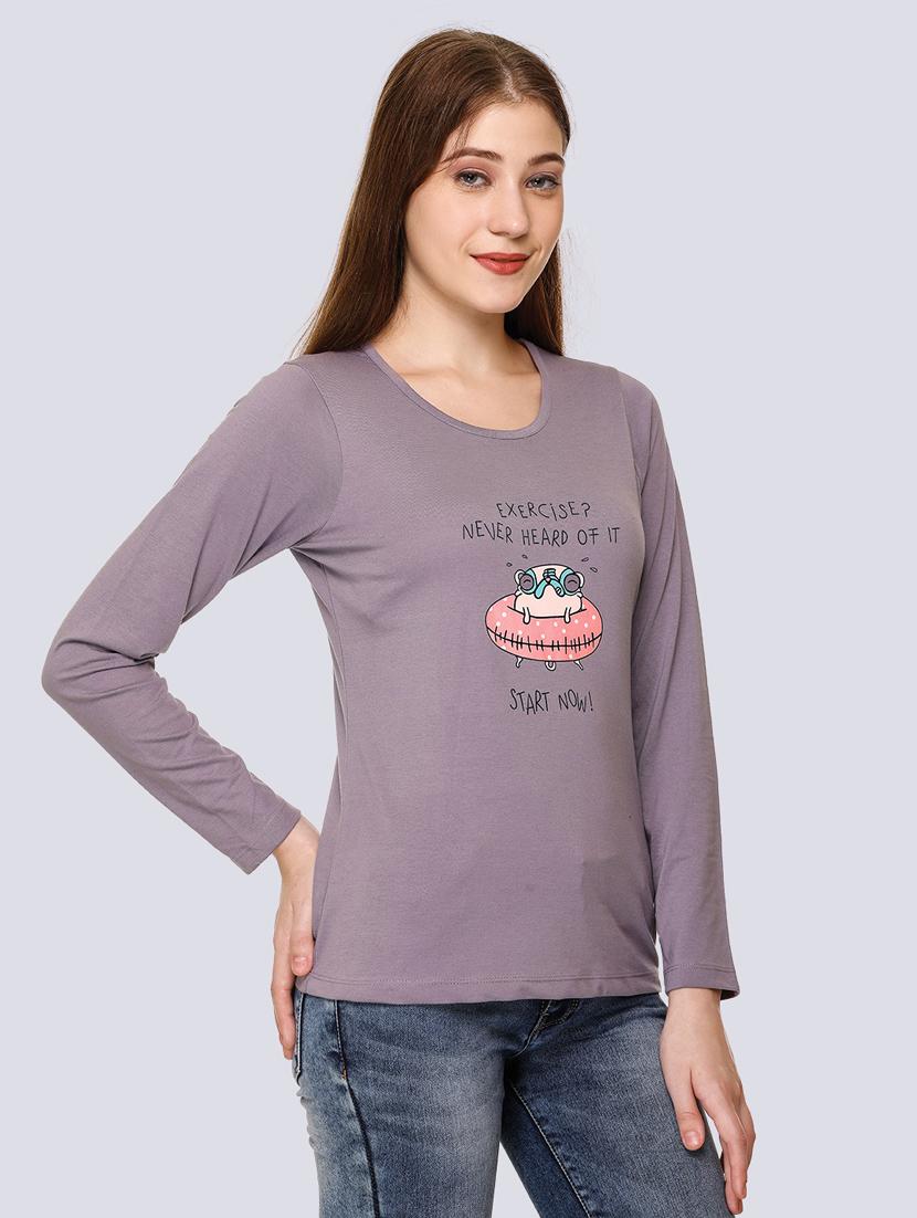 purple cotton blend chest print t-shirt - 20998330 -  Standard Image - 1