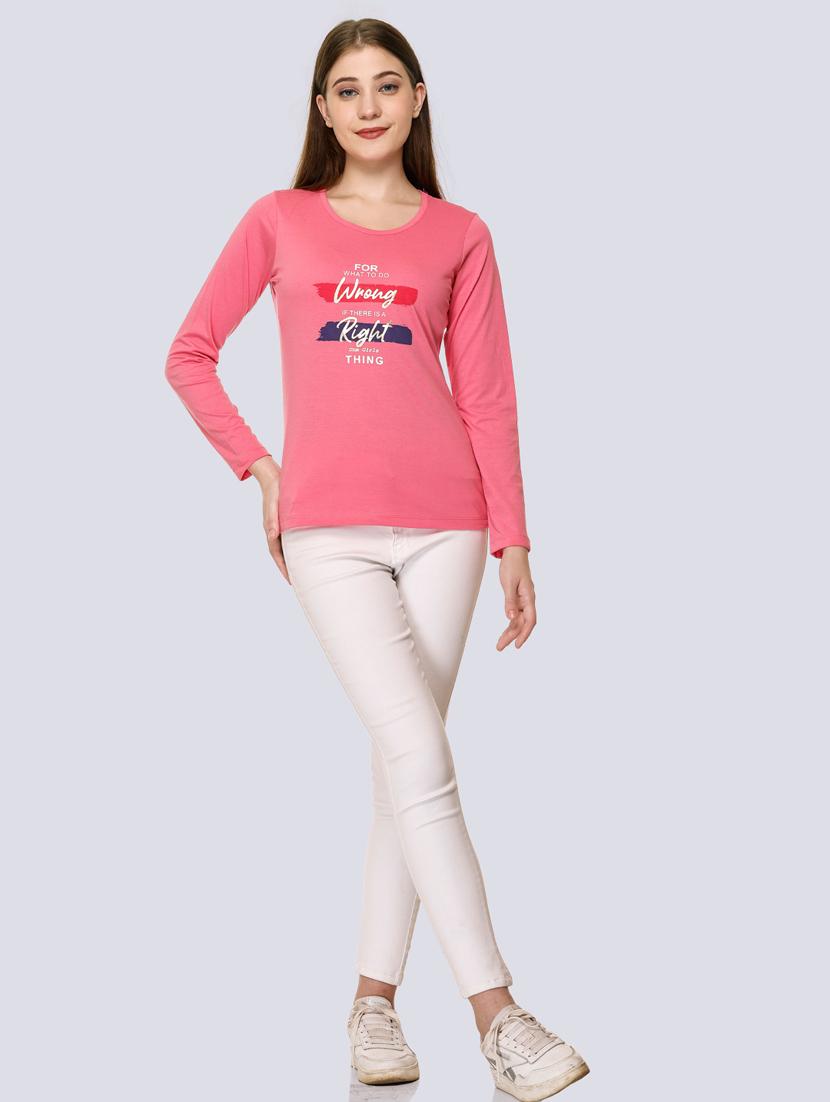 pink cotton blend chest print t-shirt - 20998331 - Standard Image - 4