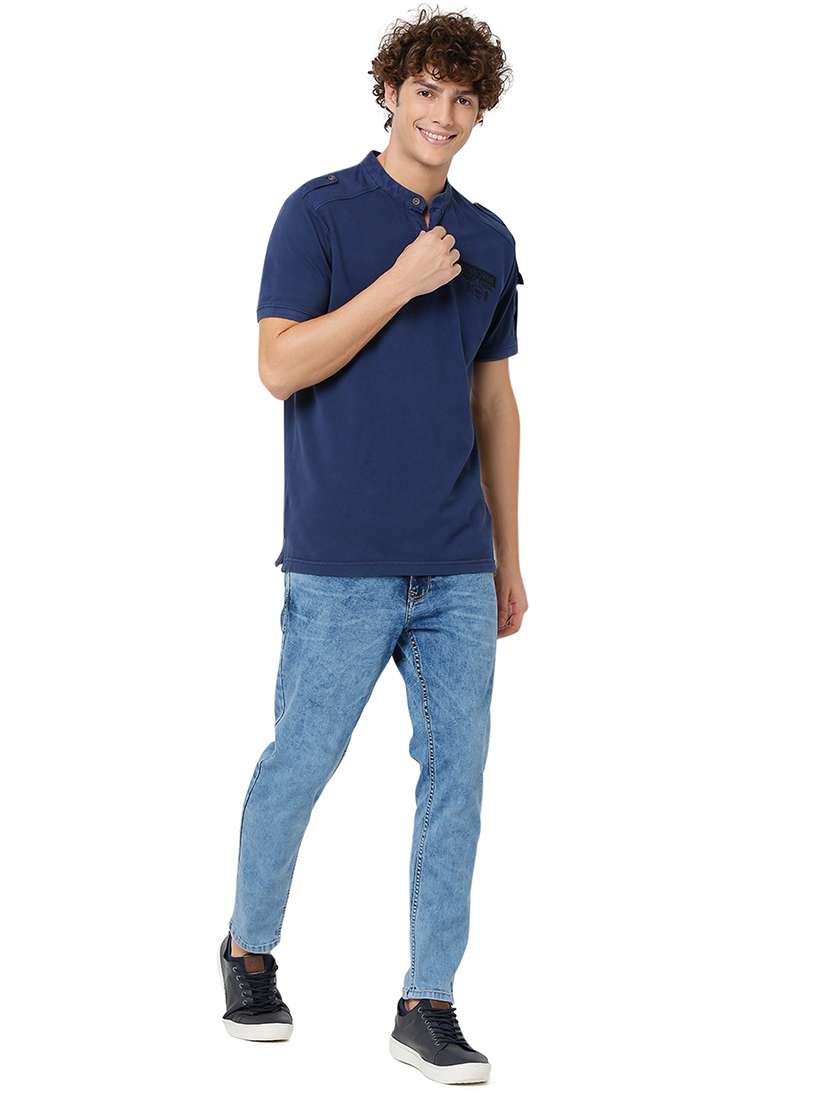 blue cotton plain t-shirt - 20998366 - Standard Image - 4