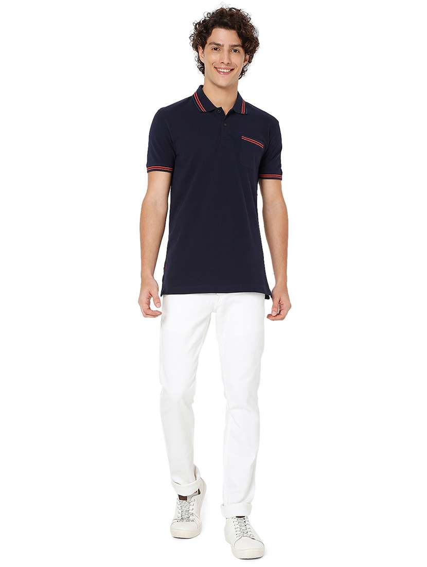 navy blue cotton plain tshirt - 20998370 -  Standard Image - 4
