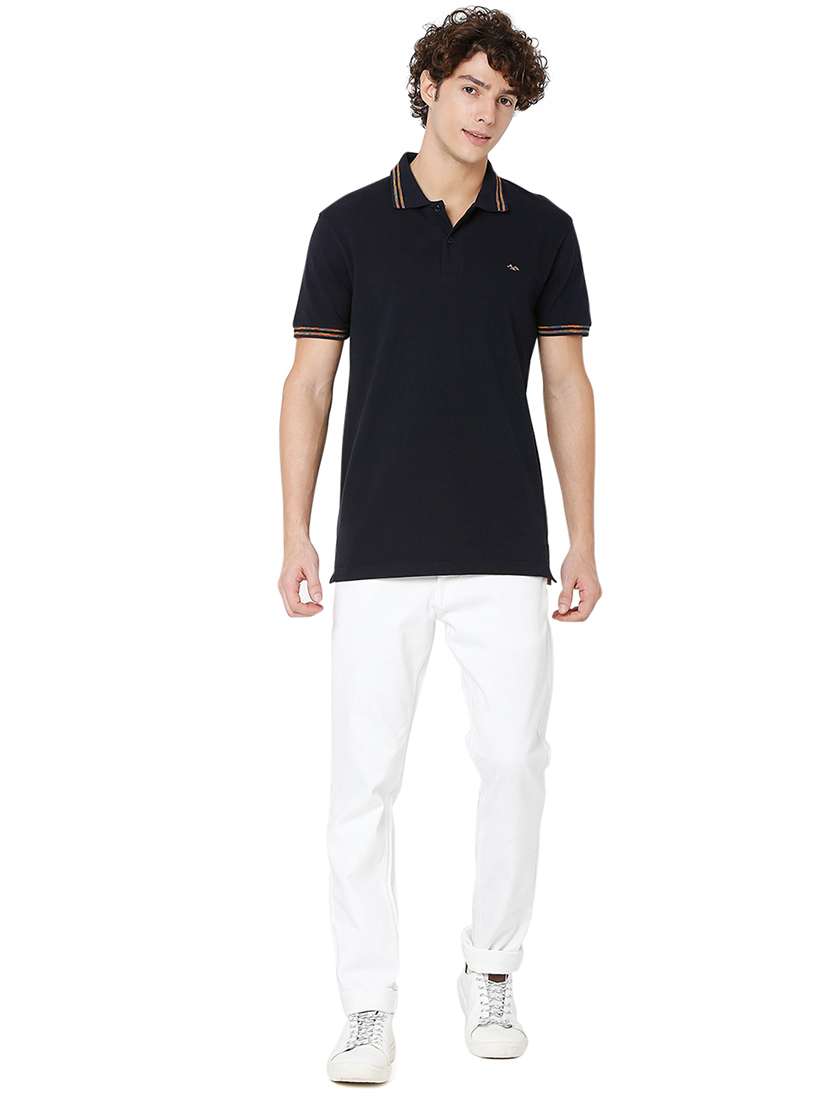 navy blue cotton plain tshirt - 20998378 -  Standard Image - 4