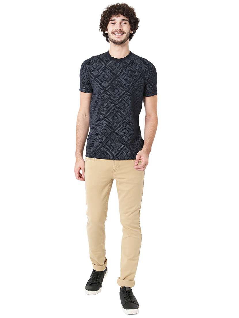 navy blue cotton all over print tshirt - 20998438 - Standard Image - 4
