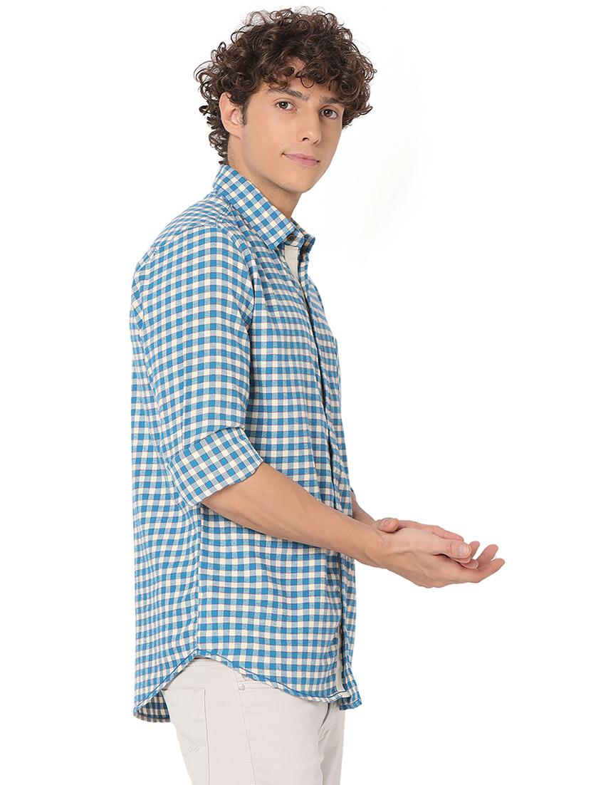 turquoise cotton casual shirt - 20998472 - Standard Image - 1