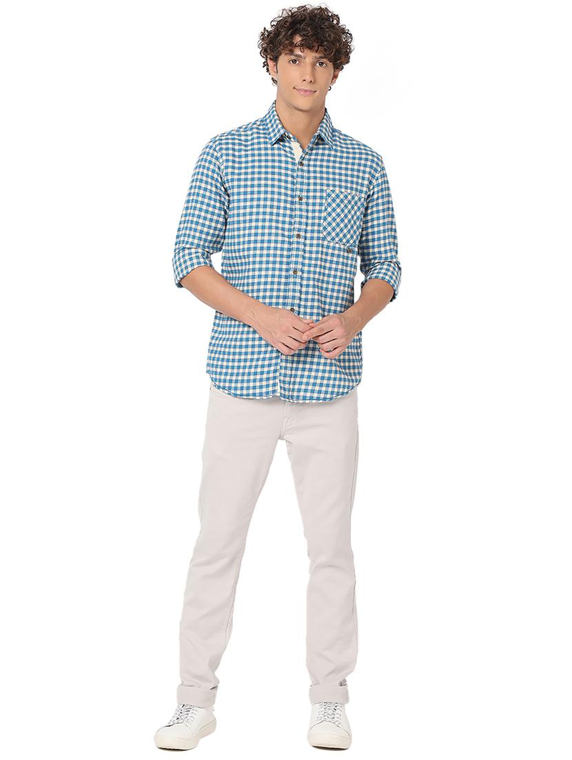turquoise cotton casual shirt - 20998472 - Standard Image - 4