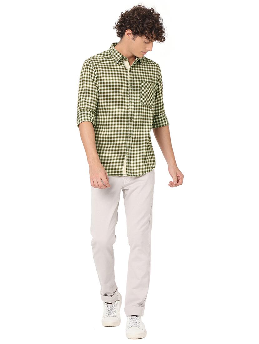 olive cotton casual shirt - 20998473 - Standard Image - 4