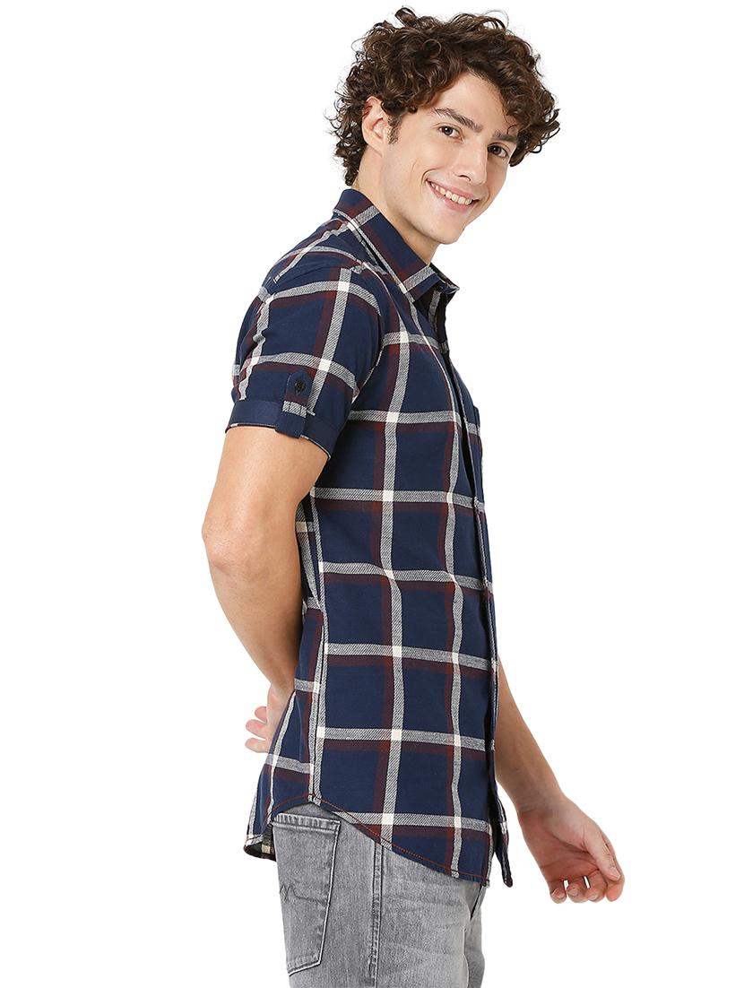 navy blue cotton casual shirt - 20998482 - Standard Image - 1