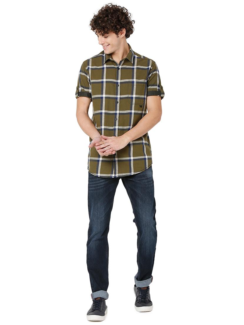 olive cotton casual shirt - 20998483 - Standard Image - 4