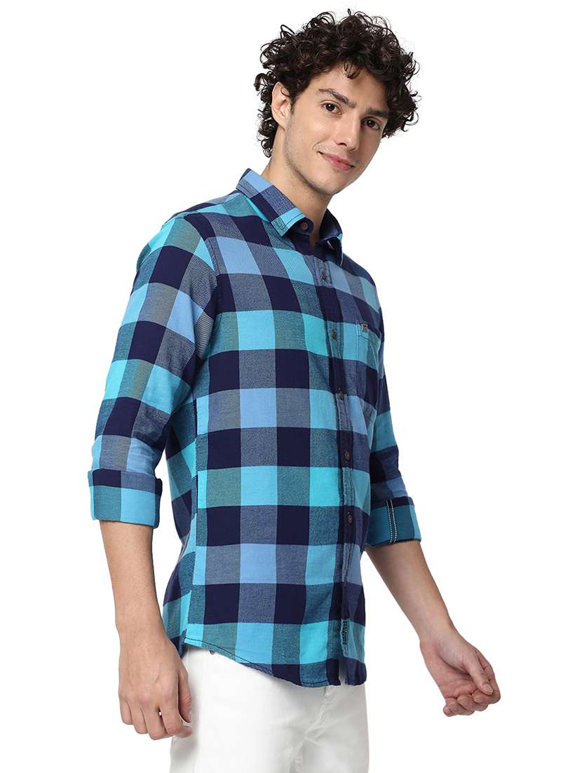 navy blue cotton casual shirt - 20998508 -  Standard Image - 1