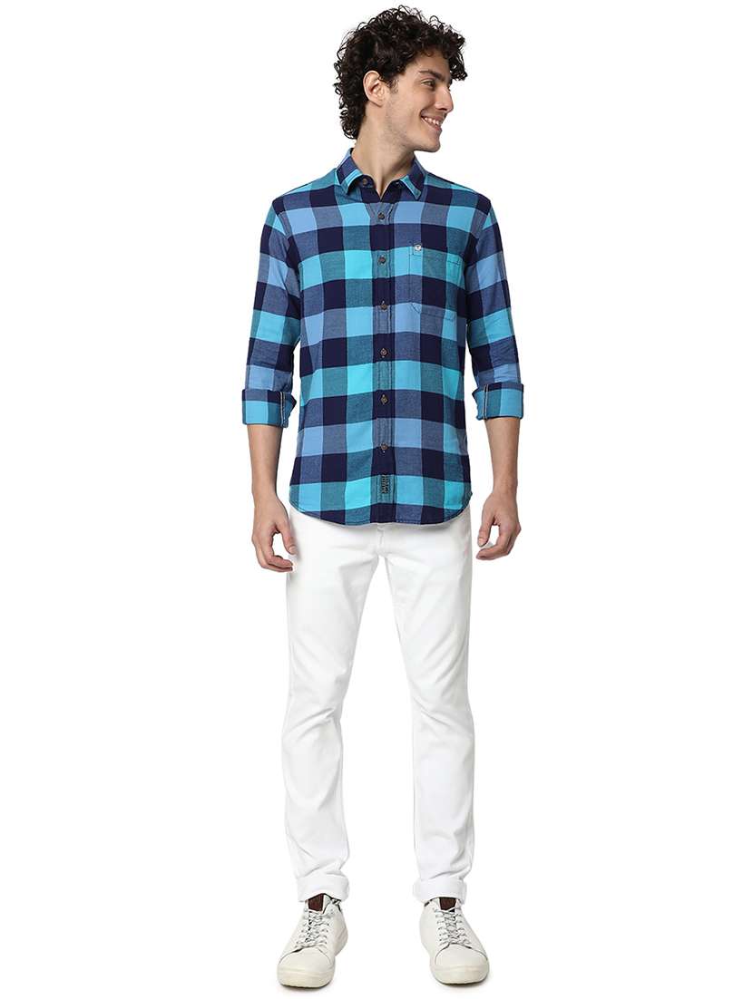 navy blue cotton casual shirt - 20998508 -  Standard Image - 4