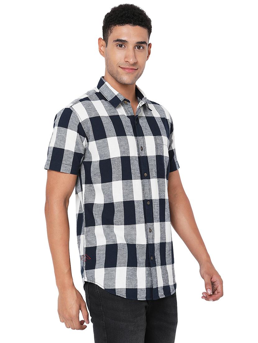 navy blue cotton casual shirt - 20998515 - Standard Image - 1