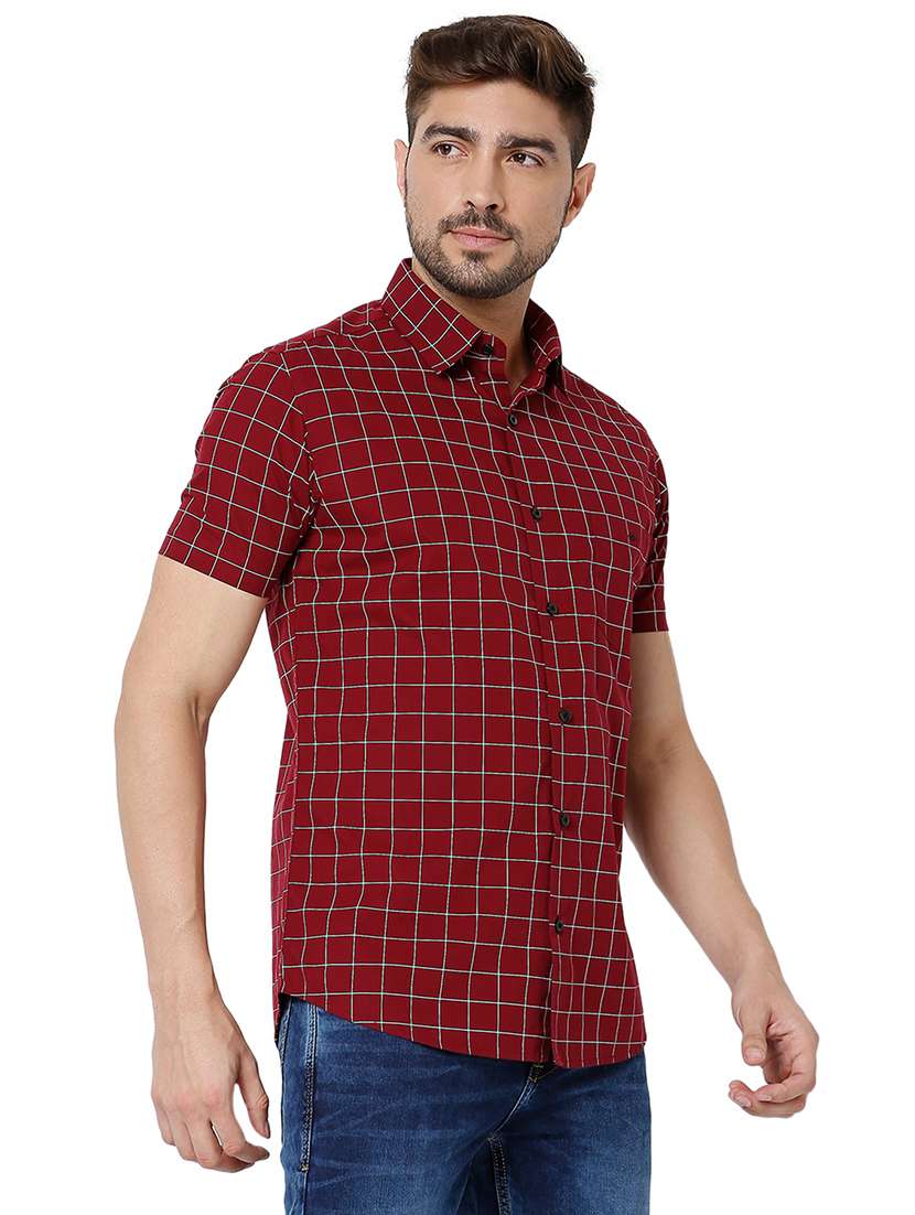 burgundy cotton casual shirt - 20998518 - Standard Image - 1