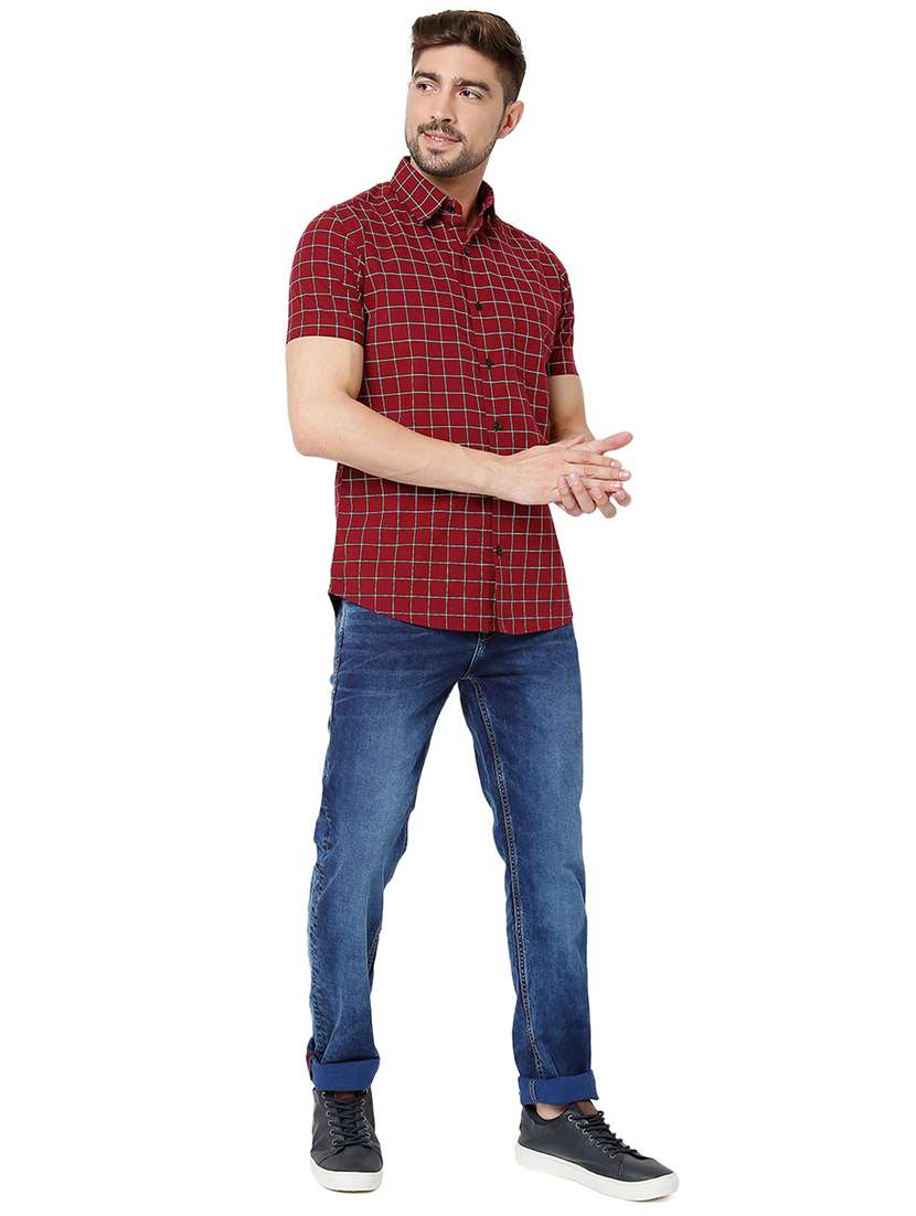 burgundy cotton casual shirt - 20998518 - Standard Image - 4