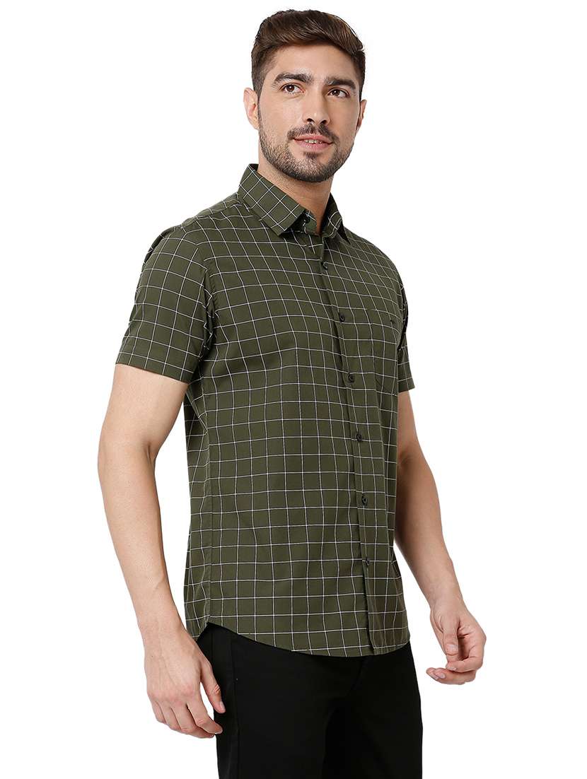olive cotton casual shirt - 20998519 -  Standard Image - 1