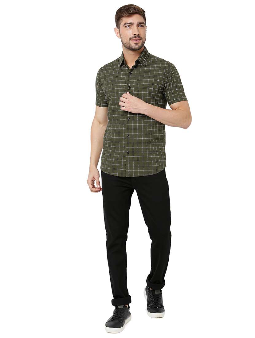 olive cotton casual shirt - 20998519 - Standard Image - 4